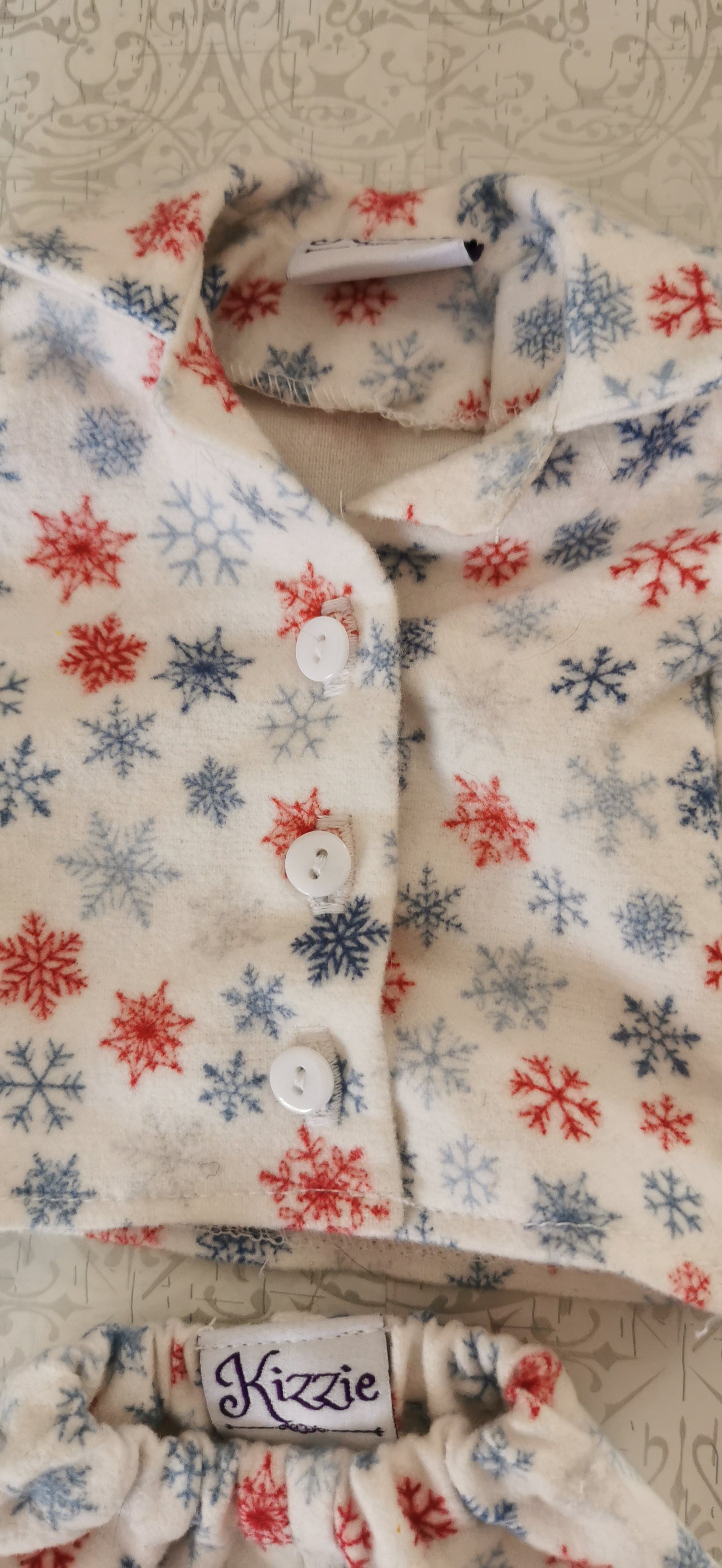 White With Snowflakes Shorts Set Flannel Doll Pajamas