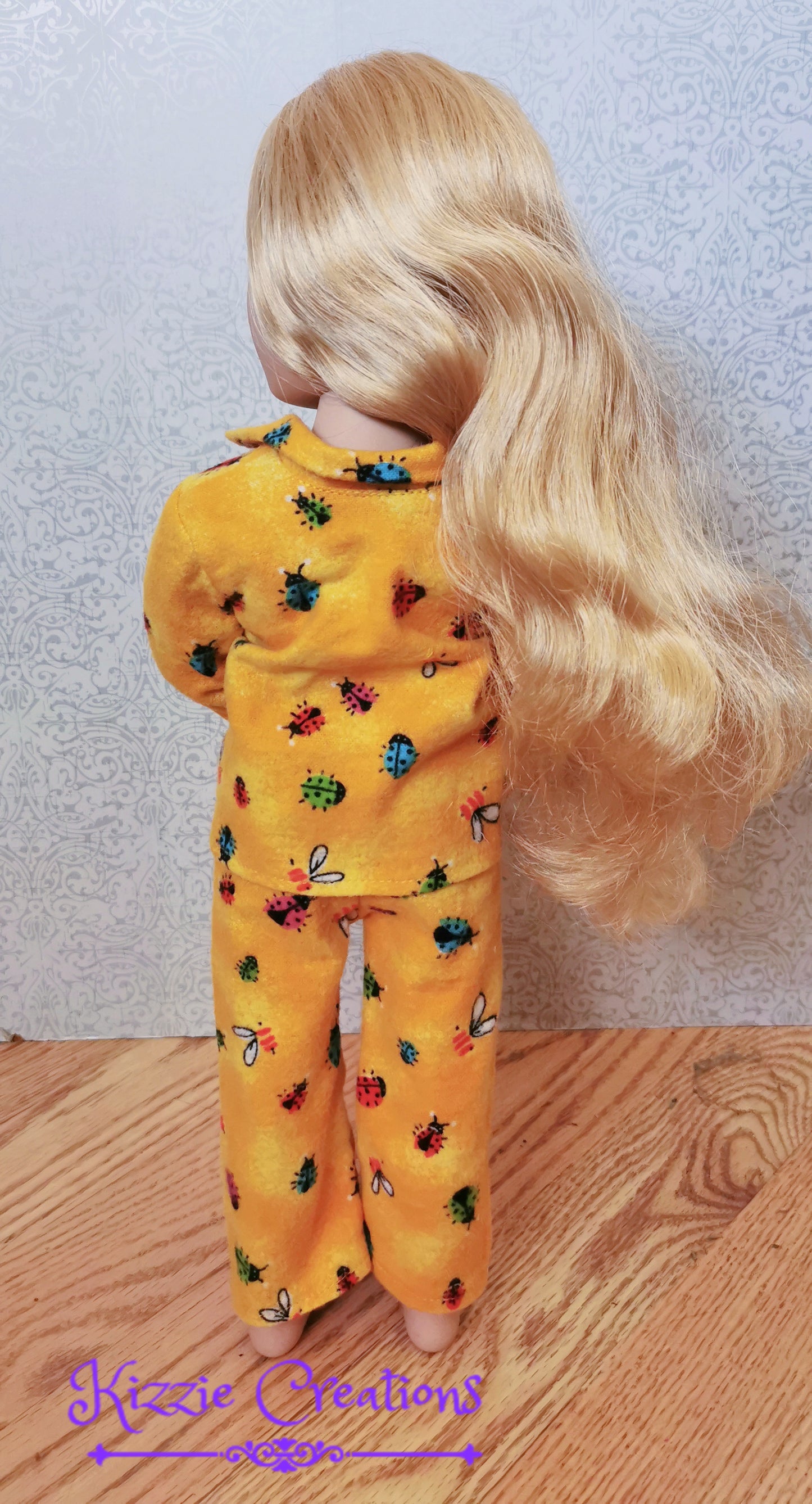 Yellow Marbled Pants Set Flannel Doll Pajamas