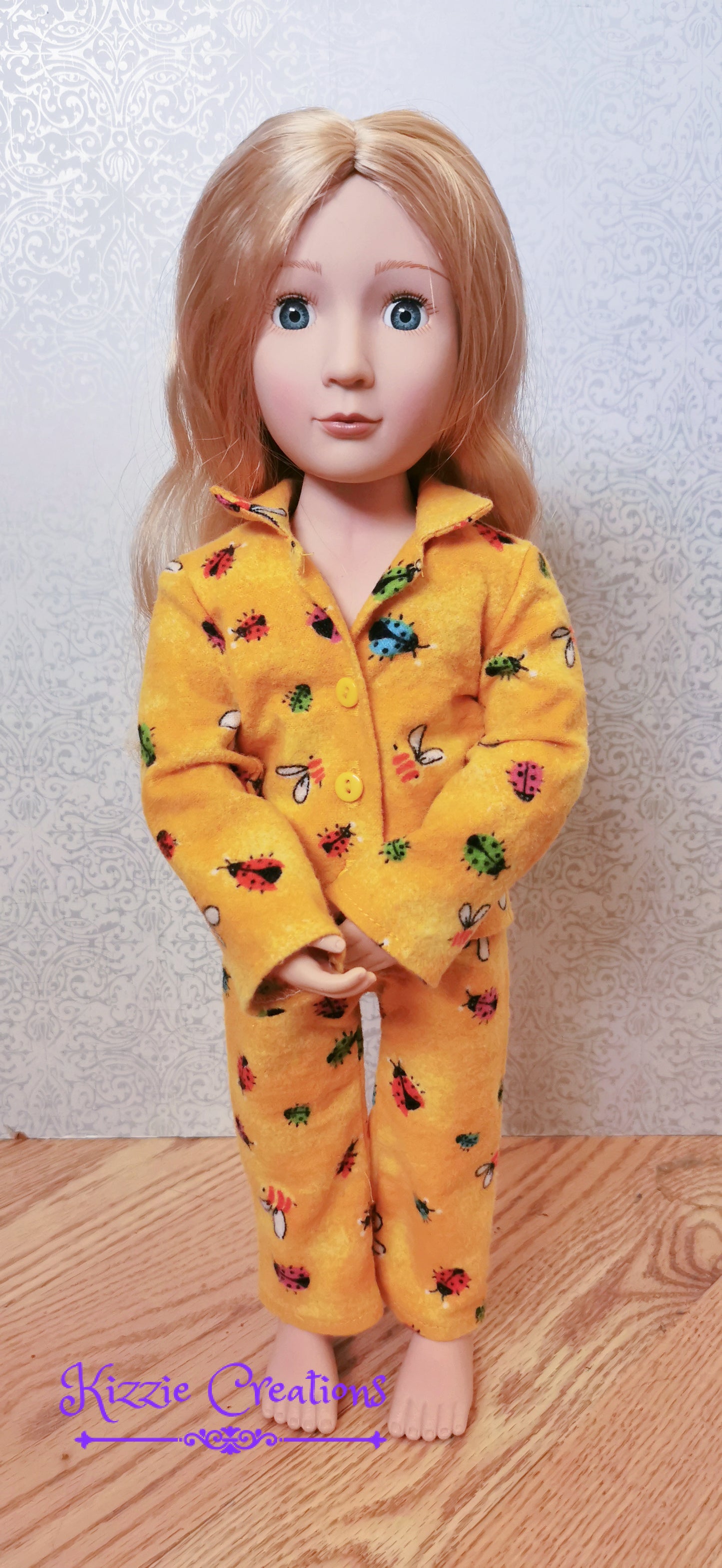 Yellow Marbled Pants Set Flannel Doll Pajamas
