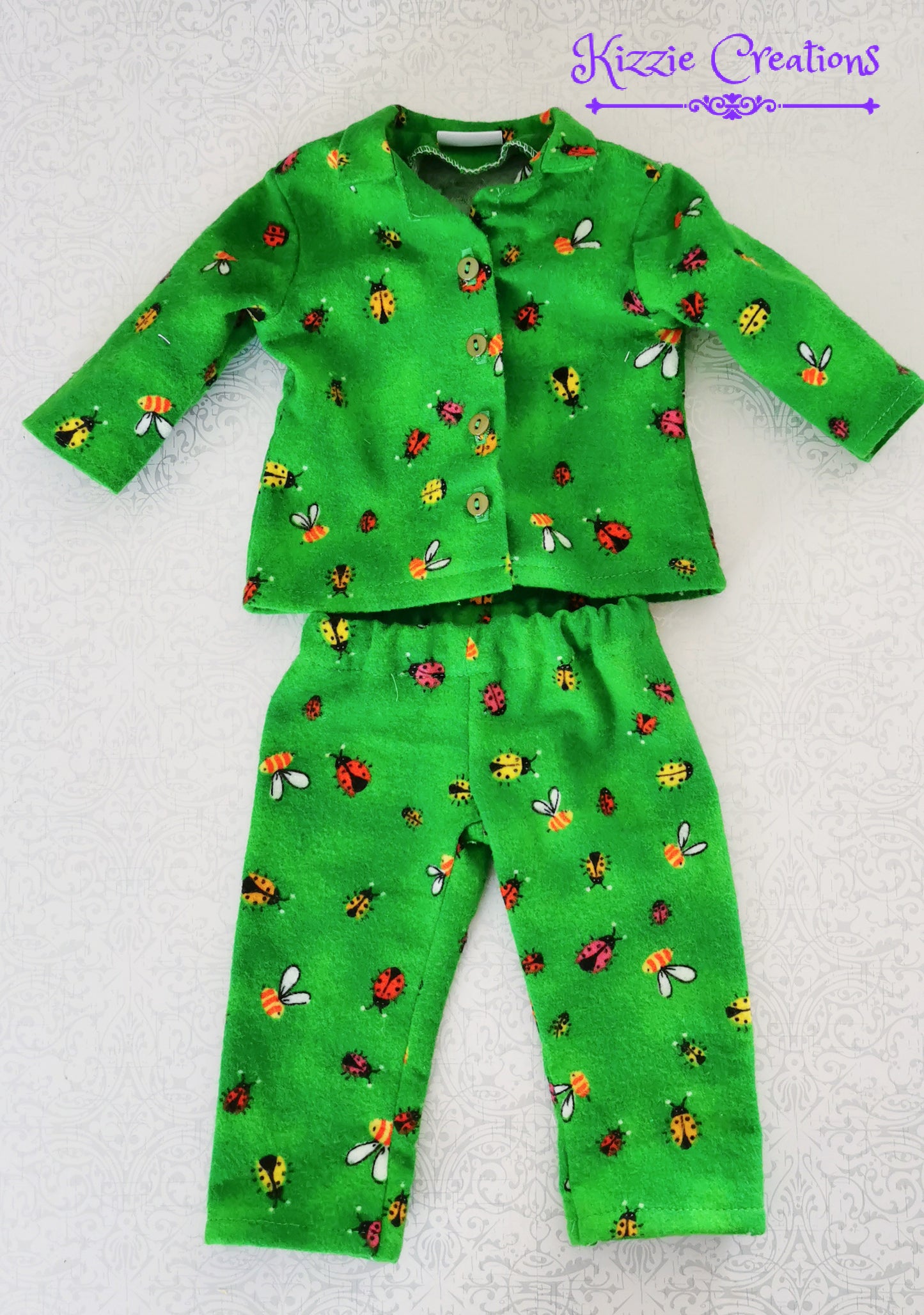 Green Marbled Pants Set Flannel Doll Pajamas