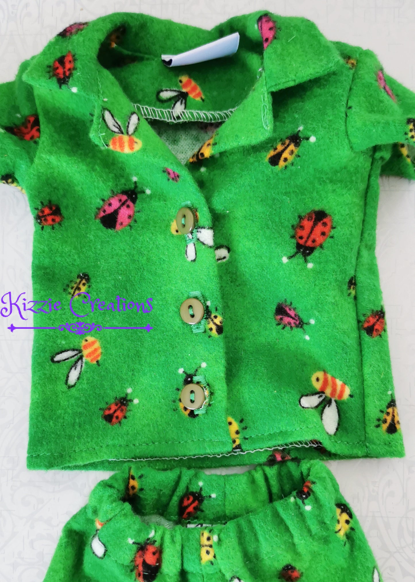 Green Marbled Pants Set Flannel Doll Pajamas
