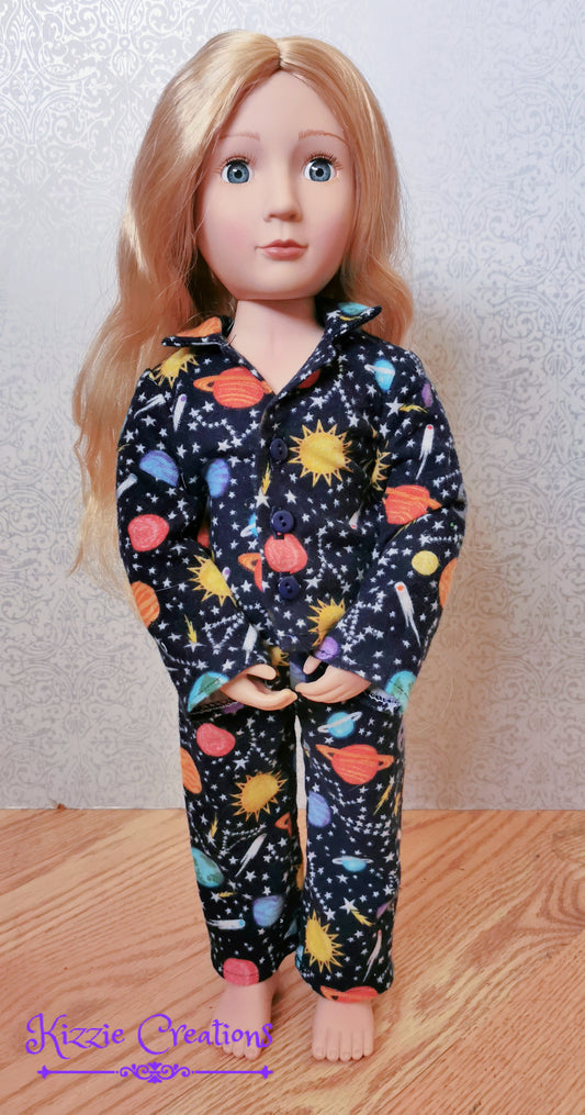 Space Pants Set Flannel Doll Pajamas