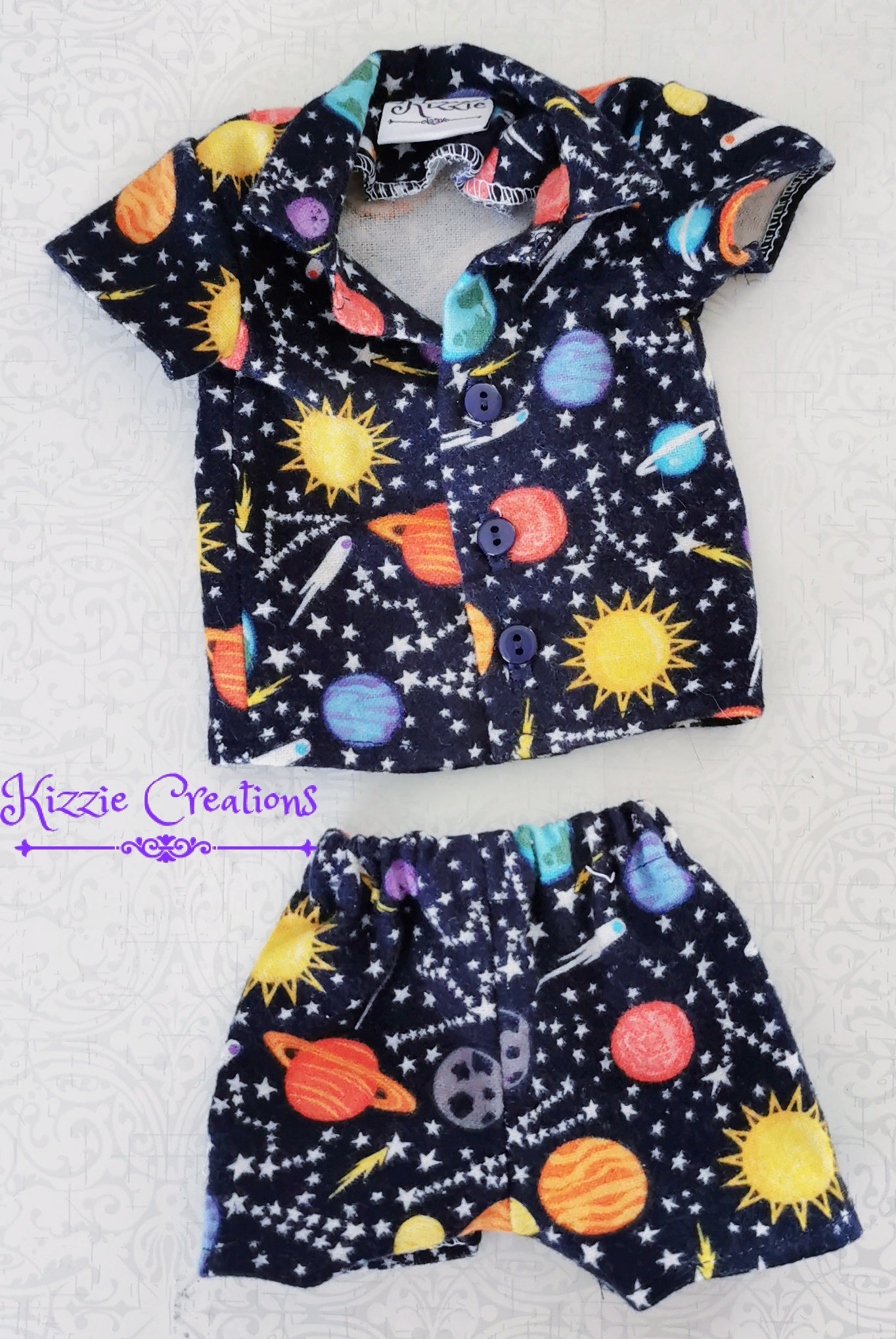 Space Shorts Set Flannel Doll Pajamas