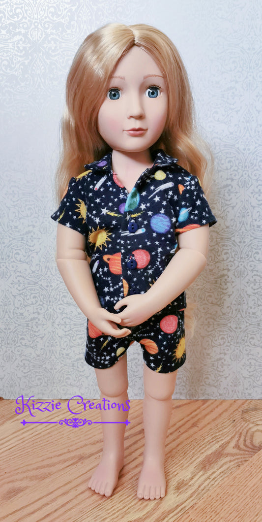 Space Shorts Set Flannel Doll Pajamas