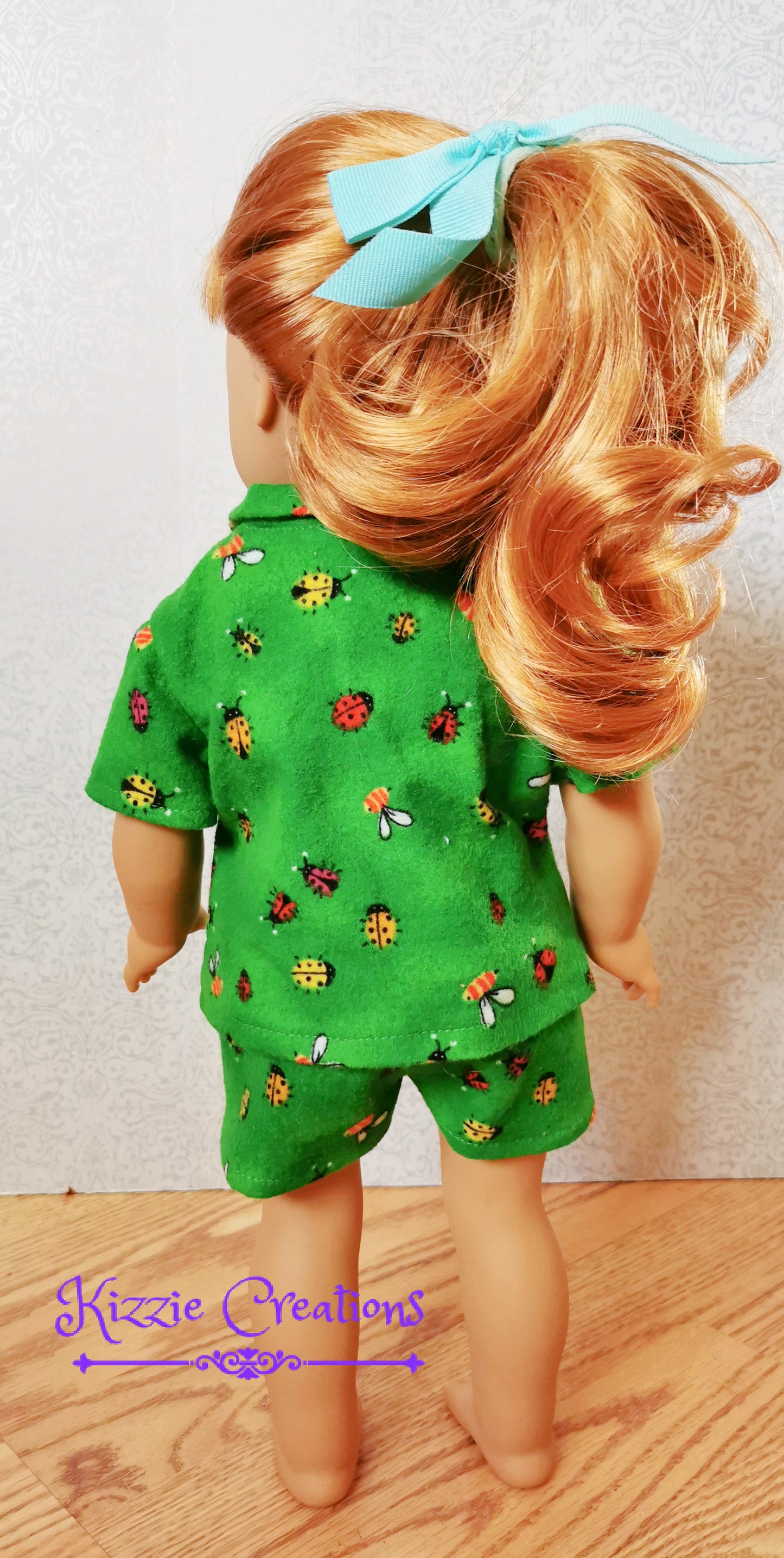 Green Marbled Shorts Set Flannel Doll Pajamas