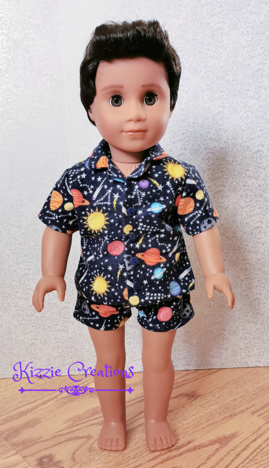 Space Shorts Set Flannel Doll Pajamas