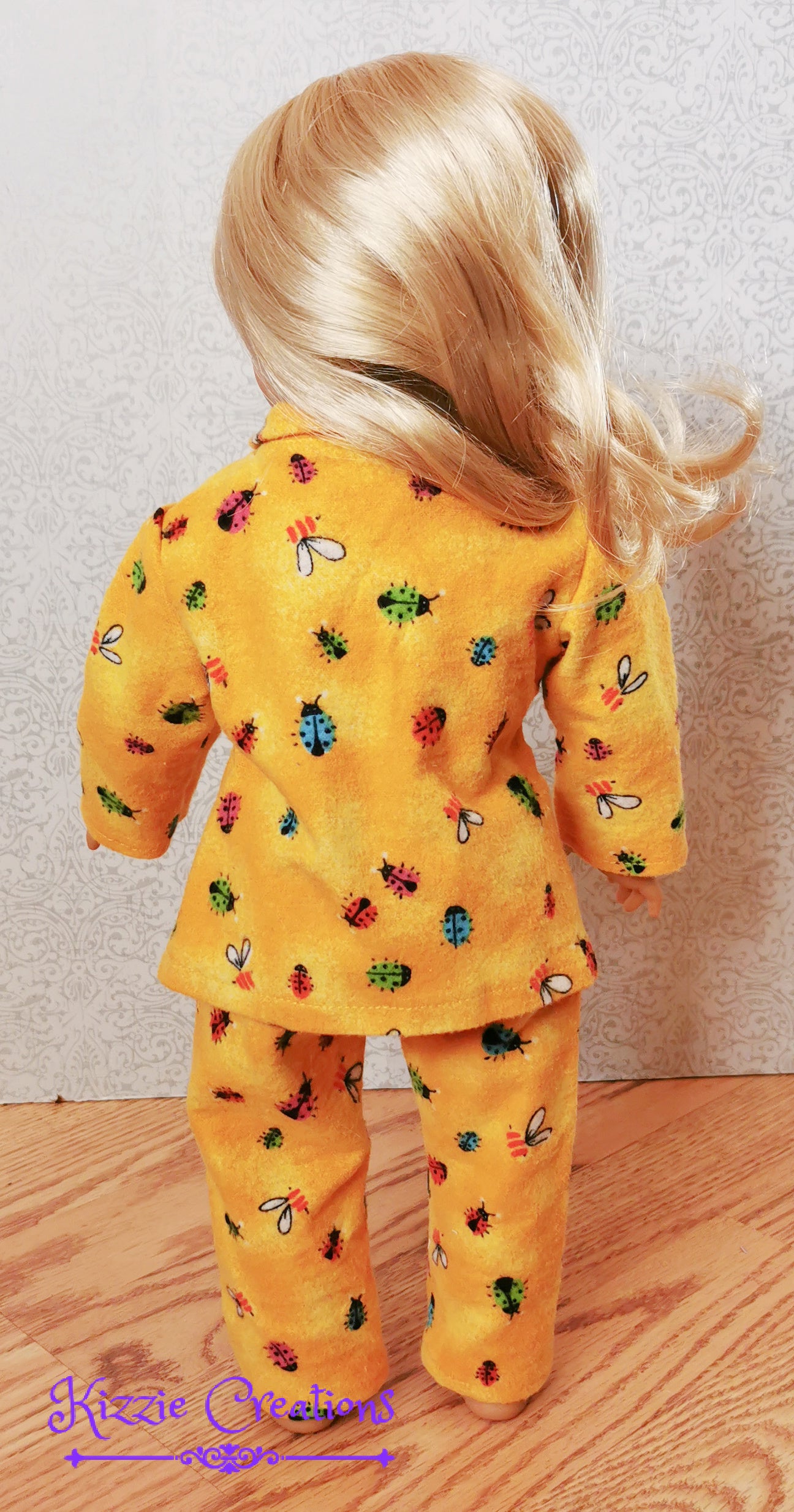 Yellow Marbled Pants Set Flannel Doll Pajamas