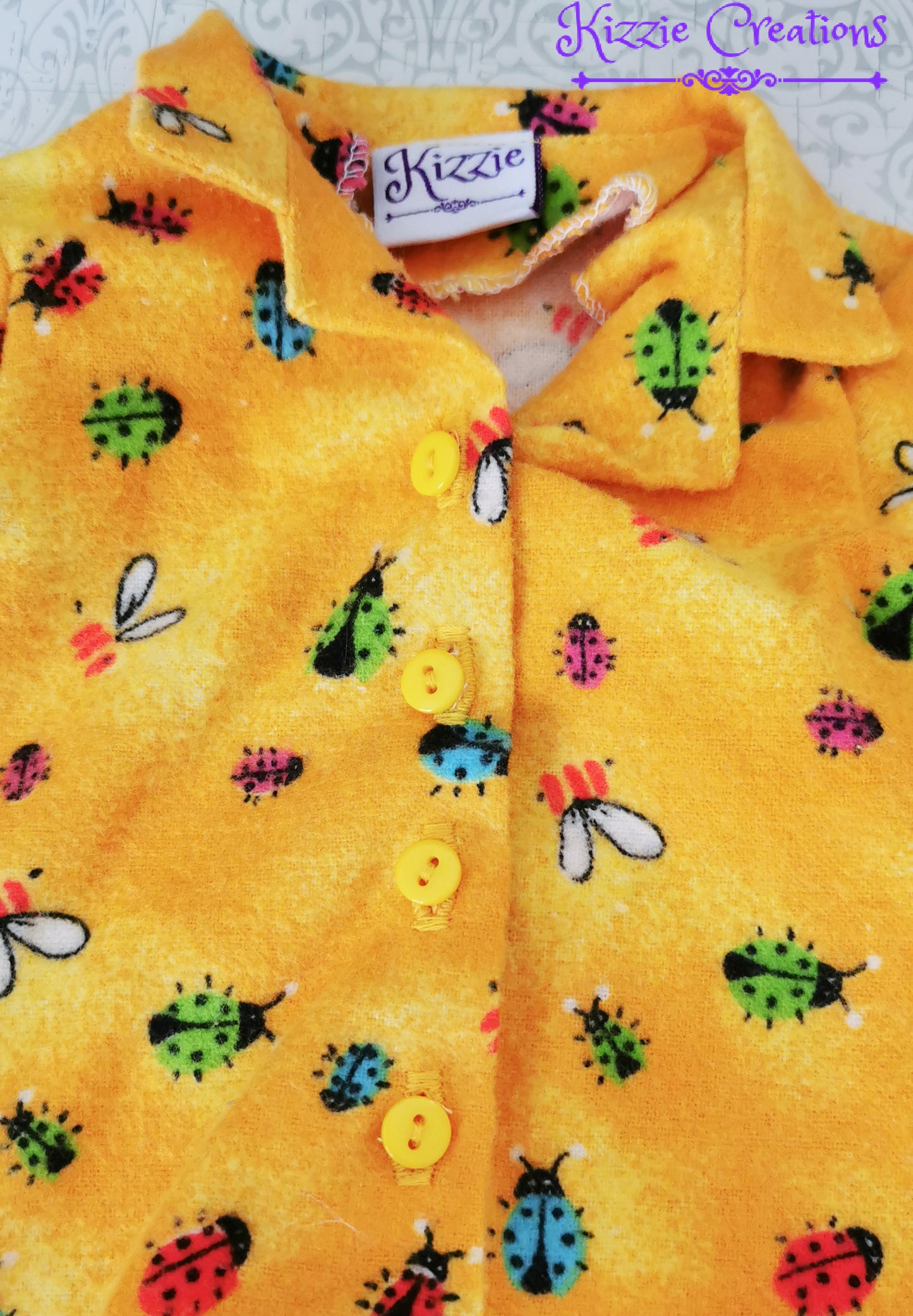 Yellow Marbled Pants Set Flannel Doll Pajamas