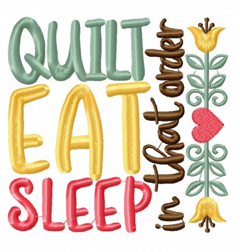 Quilt Eat Sleep Tote Bag